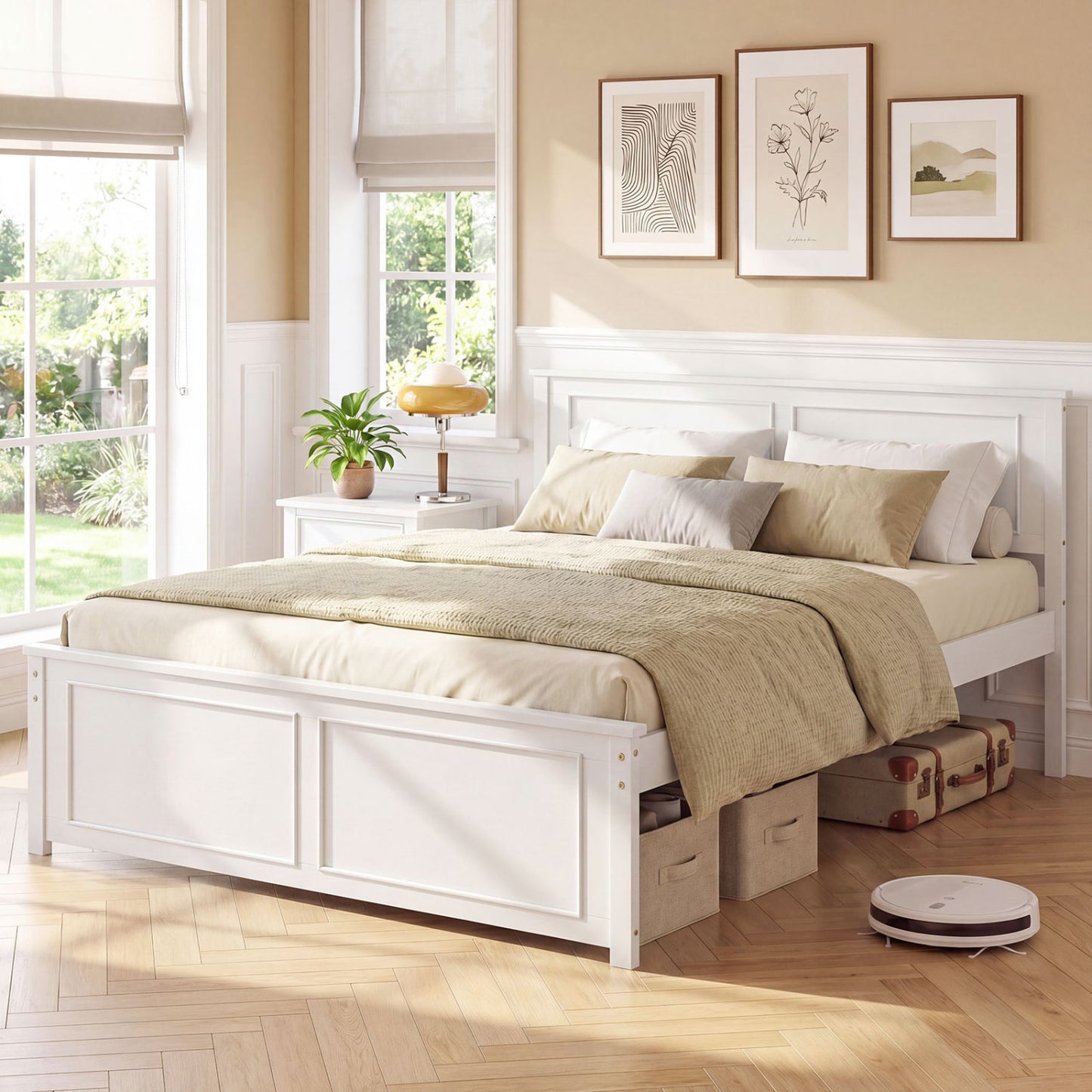 Queen Size Platform Bed Frame with Headboard