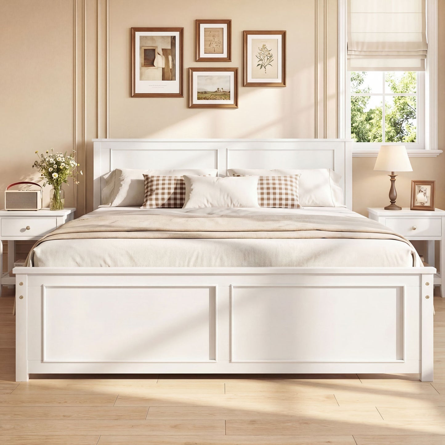 Queen Size Platform Bed Frame with Headboard