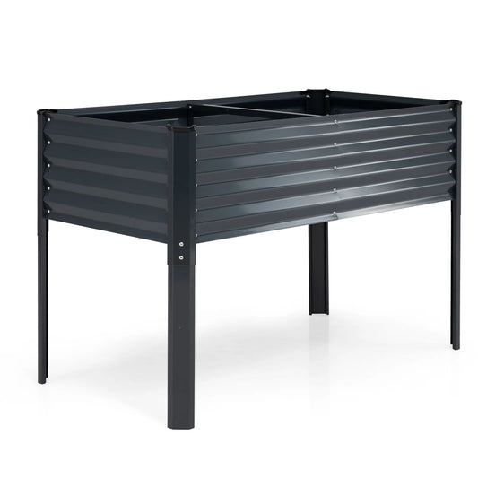 Galvanized Raised Garden Bed with Legs 46" x 24" x 31" Metal Elevated Planter Box-Gray