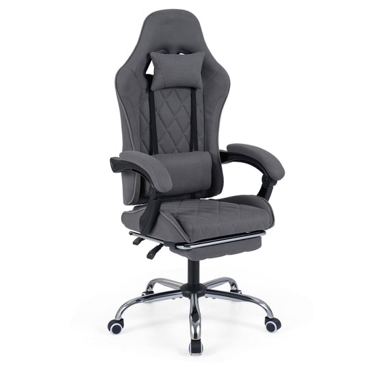 Gaming Chair Height Adjustable Computer Chair with Headrest and Lumbar Support-Gray