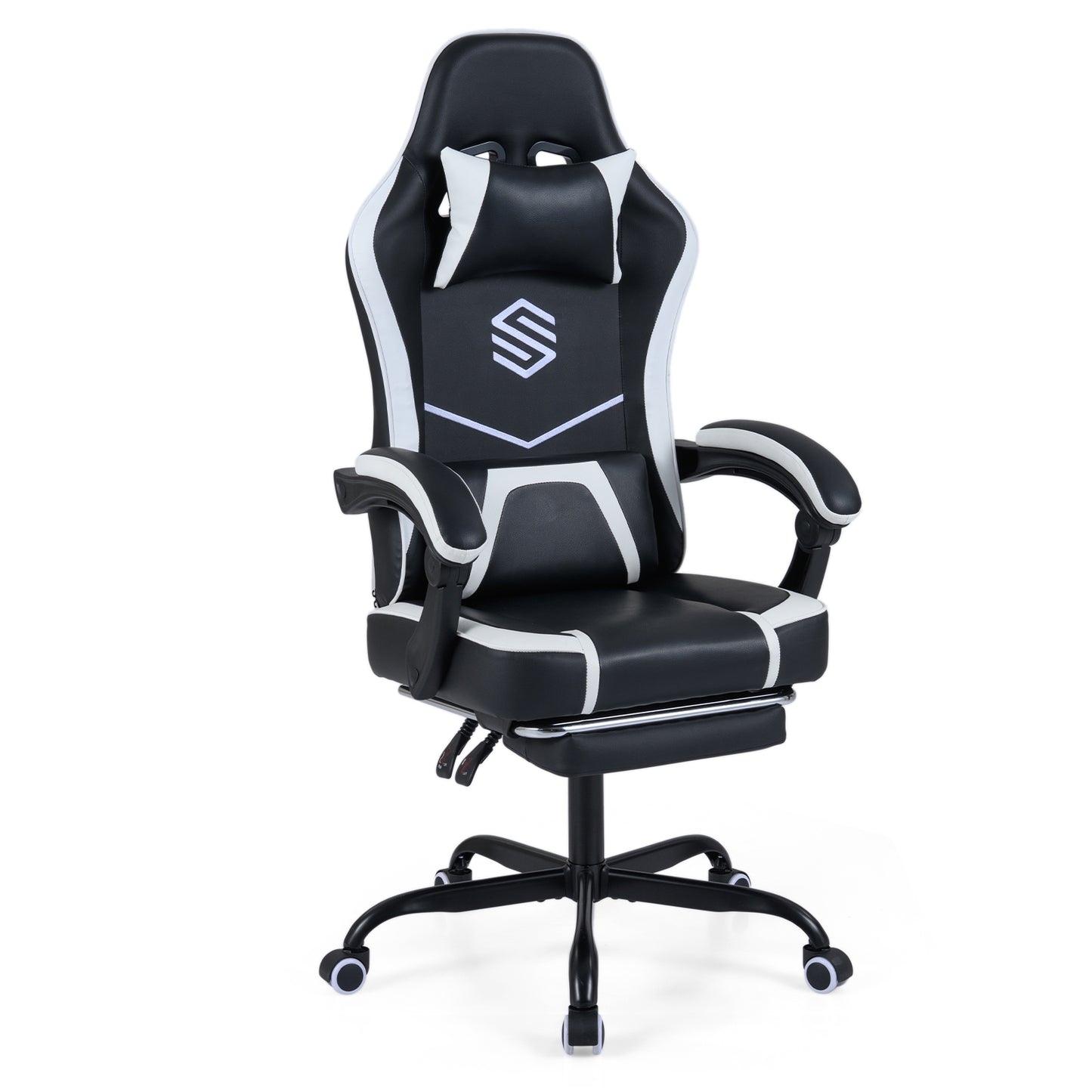 Gaming Chair Height Adjustable Computer Chair with Headrest Ergonomic Office Task Chair-Black