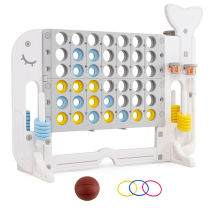 Giant 4-to-Score Game Set Jumbo Connect Four Game with Ring-toss-Blue