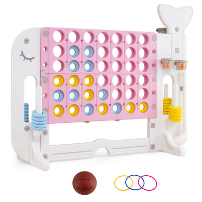 Giant 4-to-Score Game Set Jumbo Connect Four Game with Ring-toss-Blue