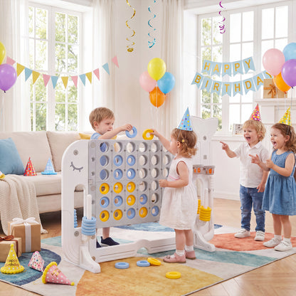 Giant 4-to-Score Game Set Jumbo 4-in-a-Row Game with Ring-toss and Portable Bag-Blue