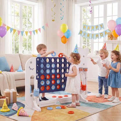Giant 4-to-Score Game Set Jumbo 4-in-a-Row Game with Ring-toss and Portable Bag-Blue