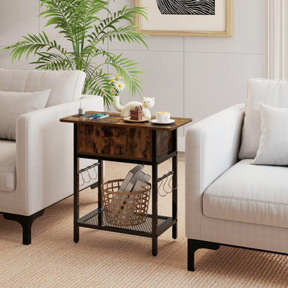 Giantex end table with charging station, USB ports, outlets, and flip top, perfect for living room storage and convenience