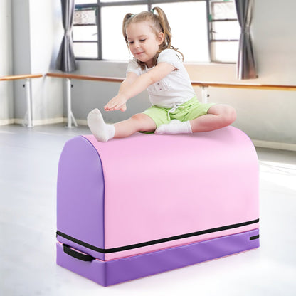Gymnastics Vaulting Box with Detachable Mat Carrying Handle for Kids-Blue