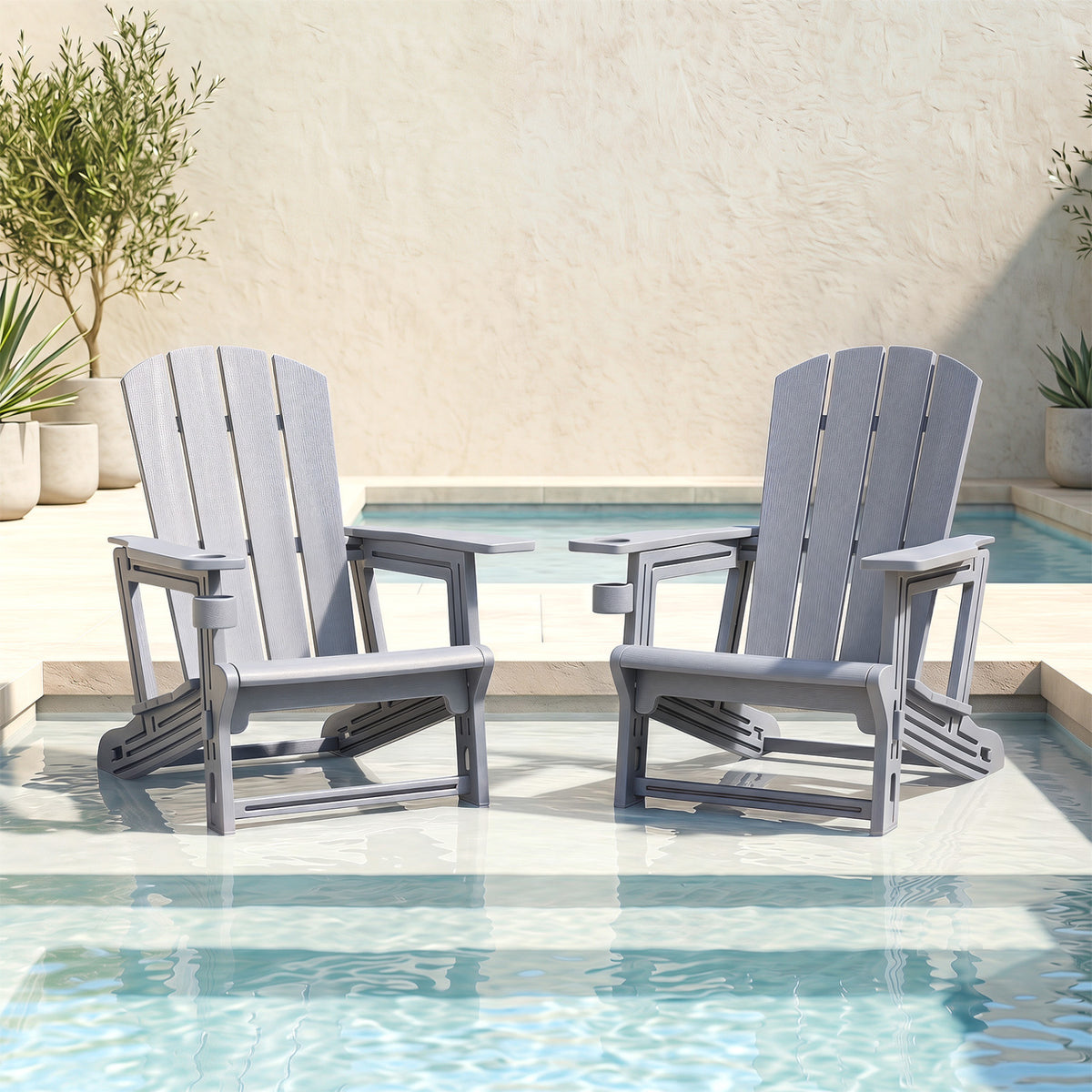 Black HDPE Adirondack chair with realistic wood grain texture for outdoor patio or backyard seating, by Wilsons Home Store.