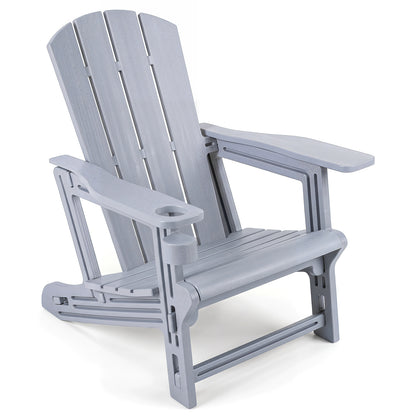 Black HDPE Adirondack chair with realistic wood grain texture, ideal for outdoor patio and backyard seating.