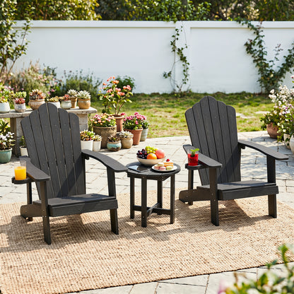 Black HIPS Adirondack side table with weather-resistant waterproof top, ideal for outdoor patio and garden spaces.