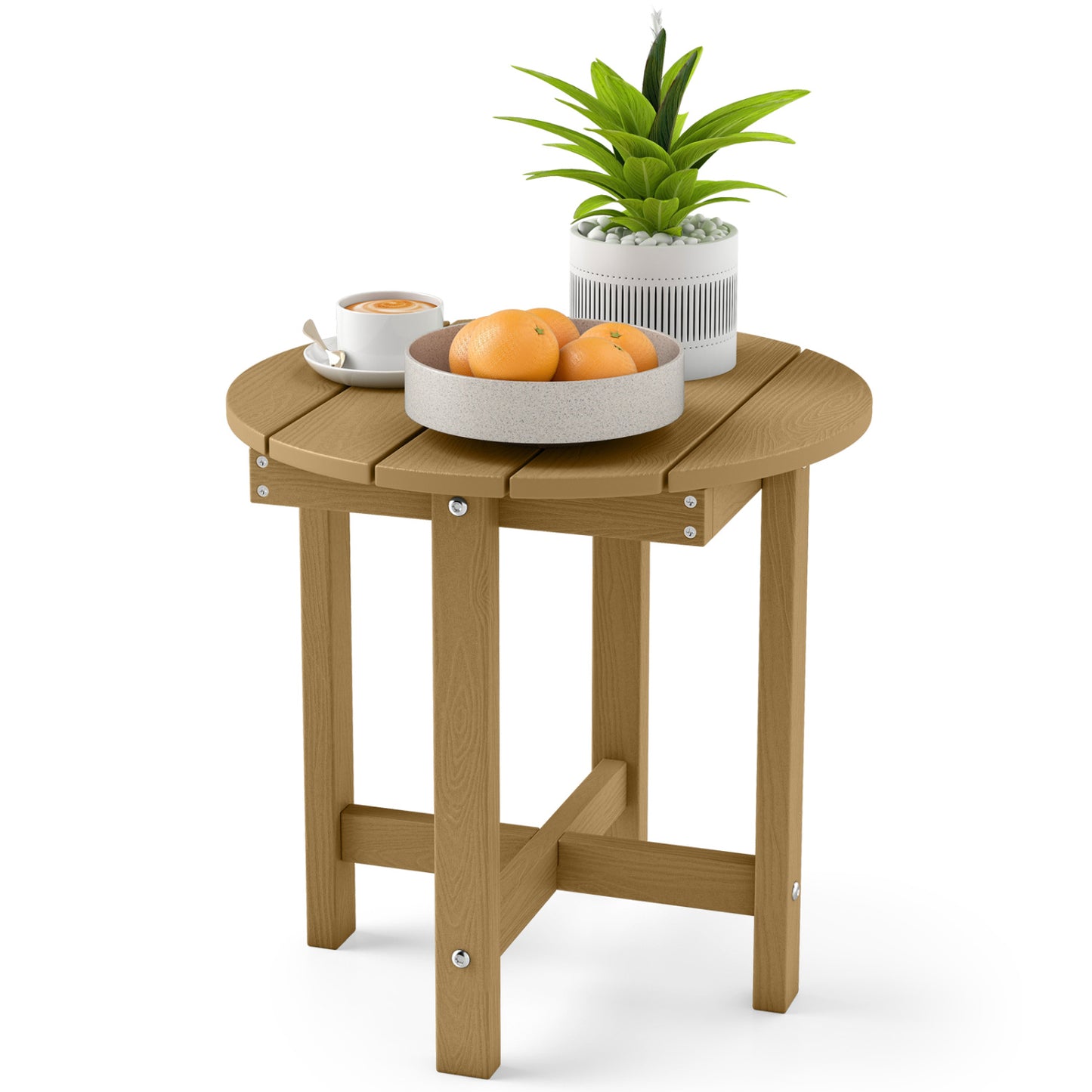 Black HIPS Adirondack side table with weather-resistant waterproof top, suitable for outdoor patio and garden settings.