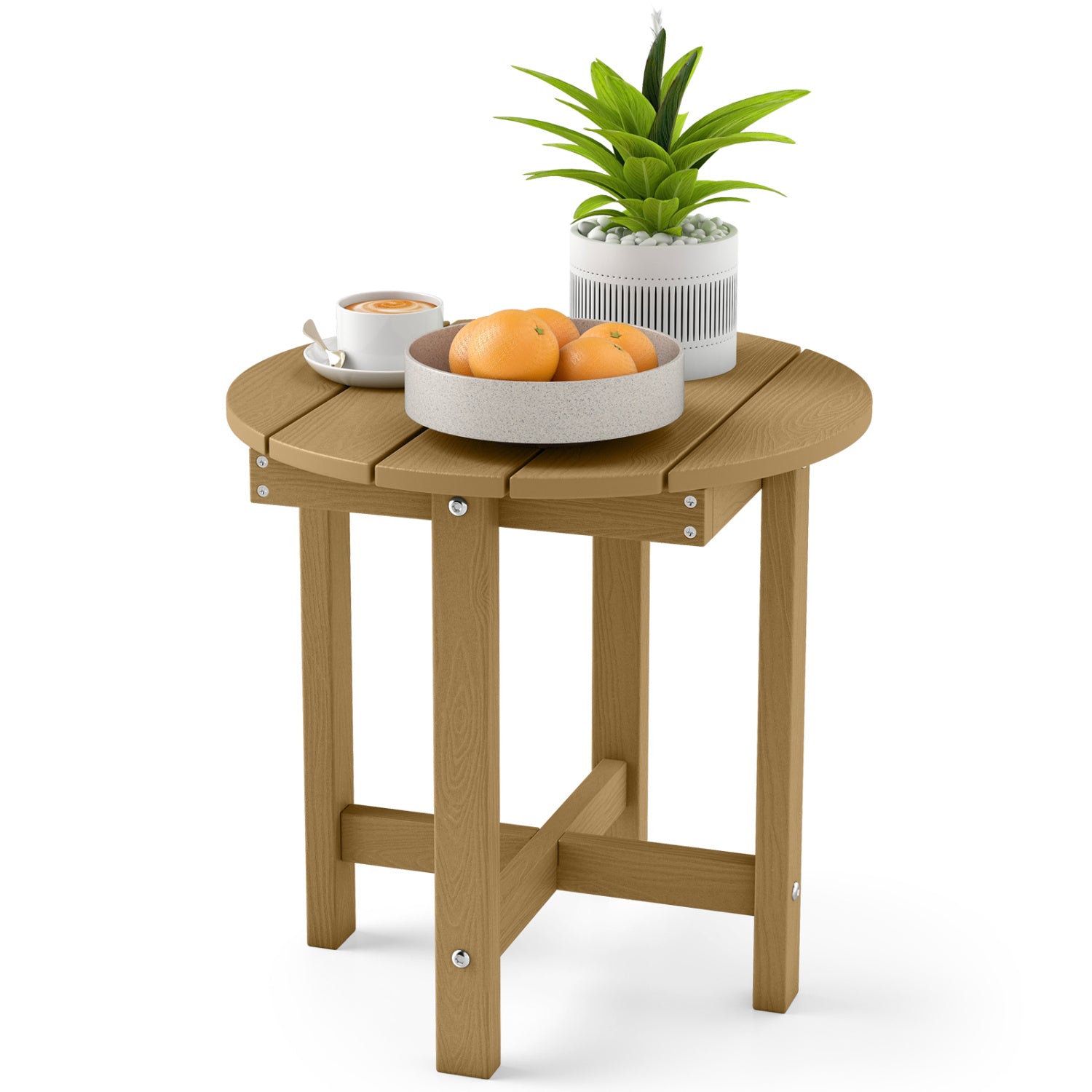 Black HIPS Adirondack side table with weather-resistant waterproof top, suitable for outdoor patio and garden settings.