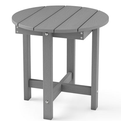 Black HIPS Adirondack side table with weather-resistant, waterproof top for outdoor patio use.