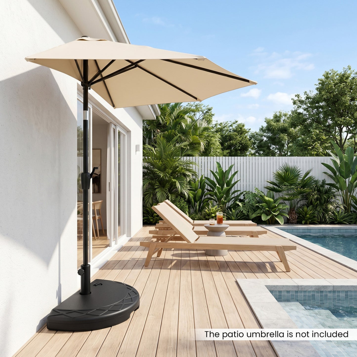 Half Round Patio Umbrella Base 44 lbs Water and Sand Fillable