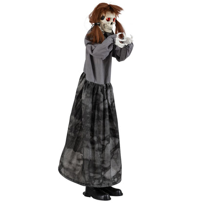 Halloween animatronic jumpscare doll with pop-up head and sound activation, perfect for spooky holiday Halloween decor.