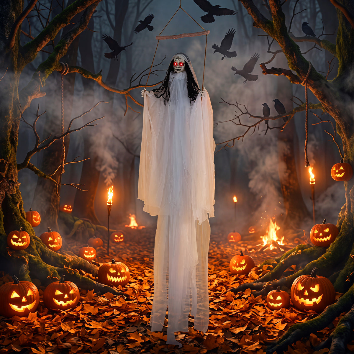 Halloween Decoration with Light Up Eyes and Creepy Sounds