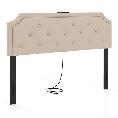 Headboard for Queen and Full Size Bed Tufted Upholstered Head Board-Beige