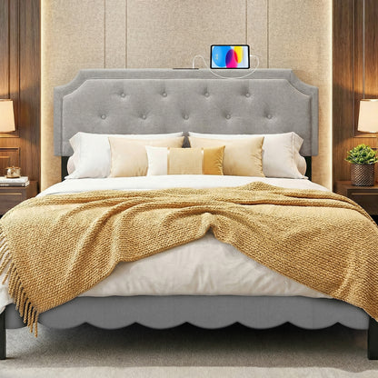 Headboard for Queen and Full Size Bed Tufted Upholstered Head Board-Beige