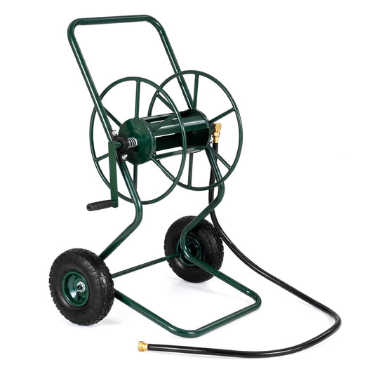 Heavy Duty Garden Hose Reel Cart Holds up to 300 FT of 5/8" Hose-Green