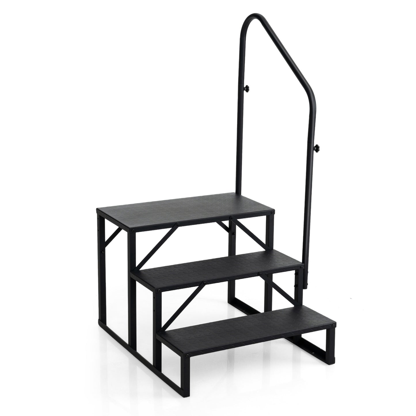 Heavy Duty Hot Tub Stair with Wide Anti-Slip Platforms for Porch and Mobile Home-Black