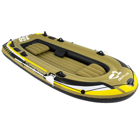 Heavy-Duty Inflatable Boat 4-Person Fishing Raft Set-Green