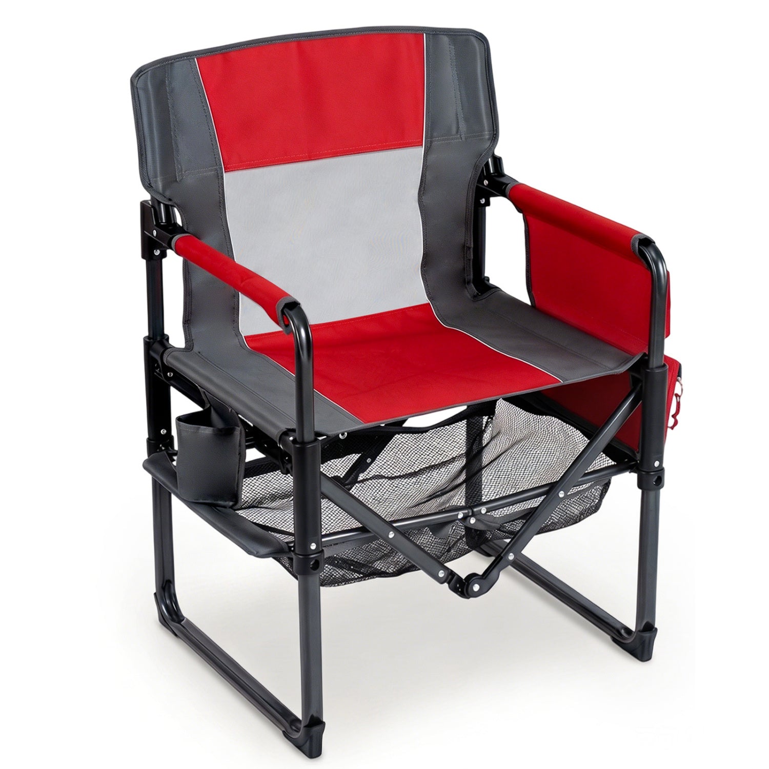 Red heavy-duty outdoor camping chair with cup holder and side pocket, durable camping furniture by Direct Wilsons Home Store