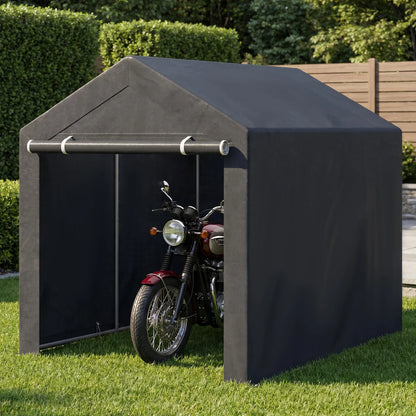 Heavy-duty portable storage shed by Wilsons Home Store with roll-up zipper door, ideal for outdoor storage and garden organization.