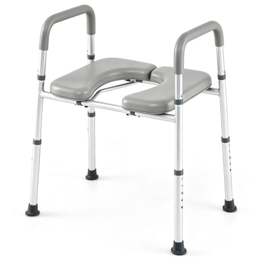 Heavy-duty 400 lbs raised toilet seat with non-slip handles for added safety, designed for easy installation and stability.