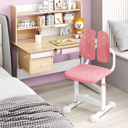 Height-adjustable Kid's Study Chair with Double Back Support and Breathable Seat for 3+ Years Old-Blue