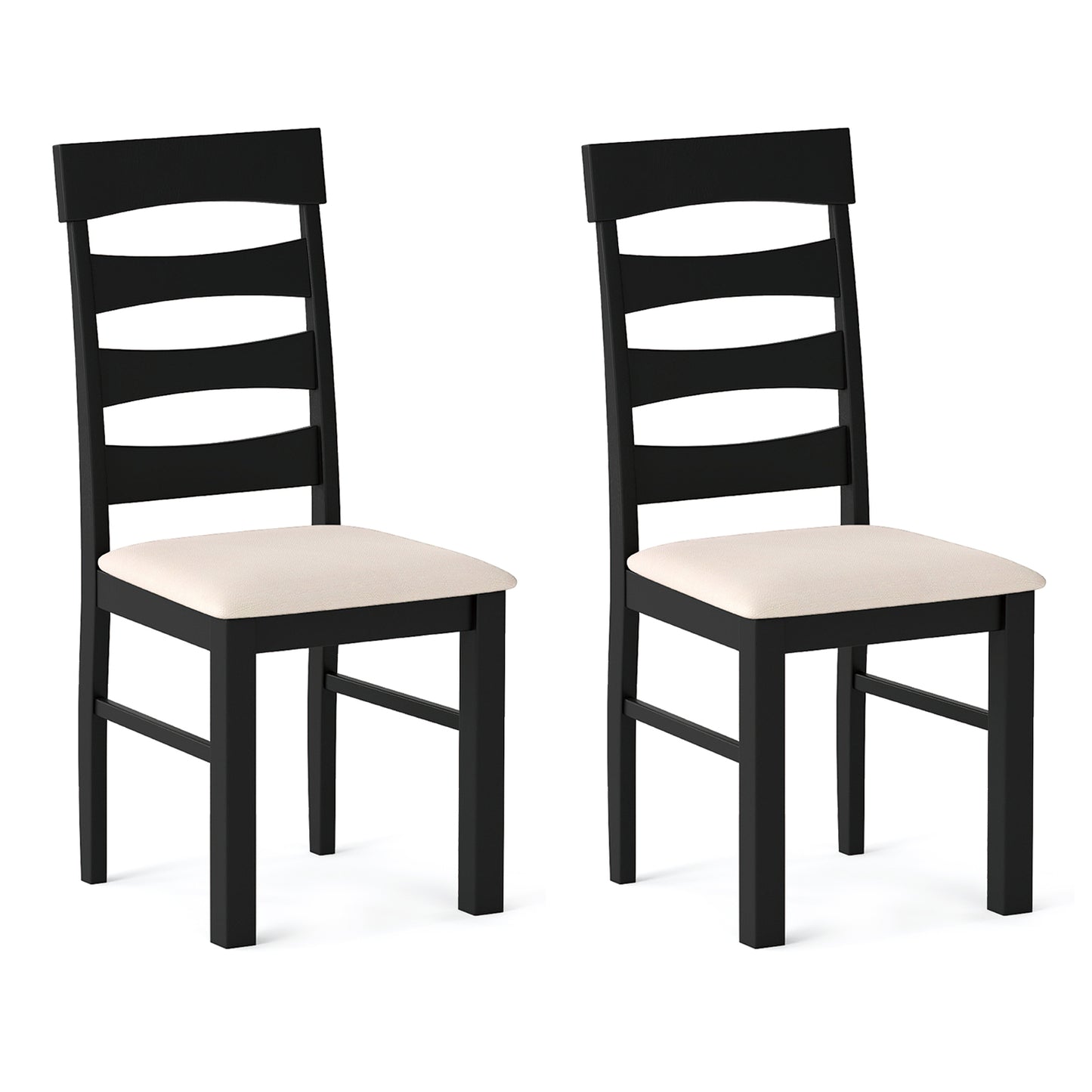 High Back Dining Room Chairs Set of 2 with Padded Seat-Black