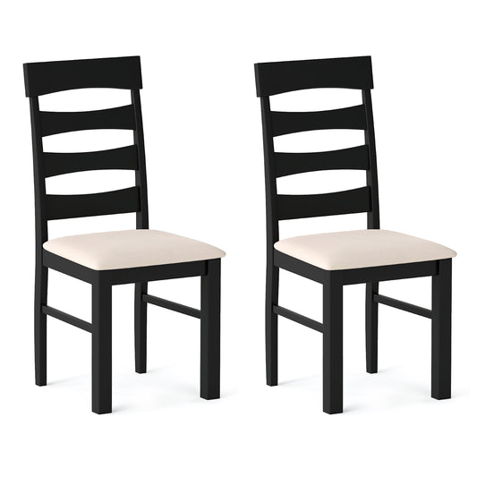 High Back Dining Room Chairs Set of 2 with Padded Seat-Black