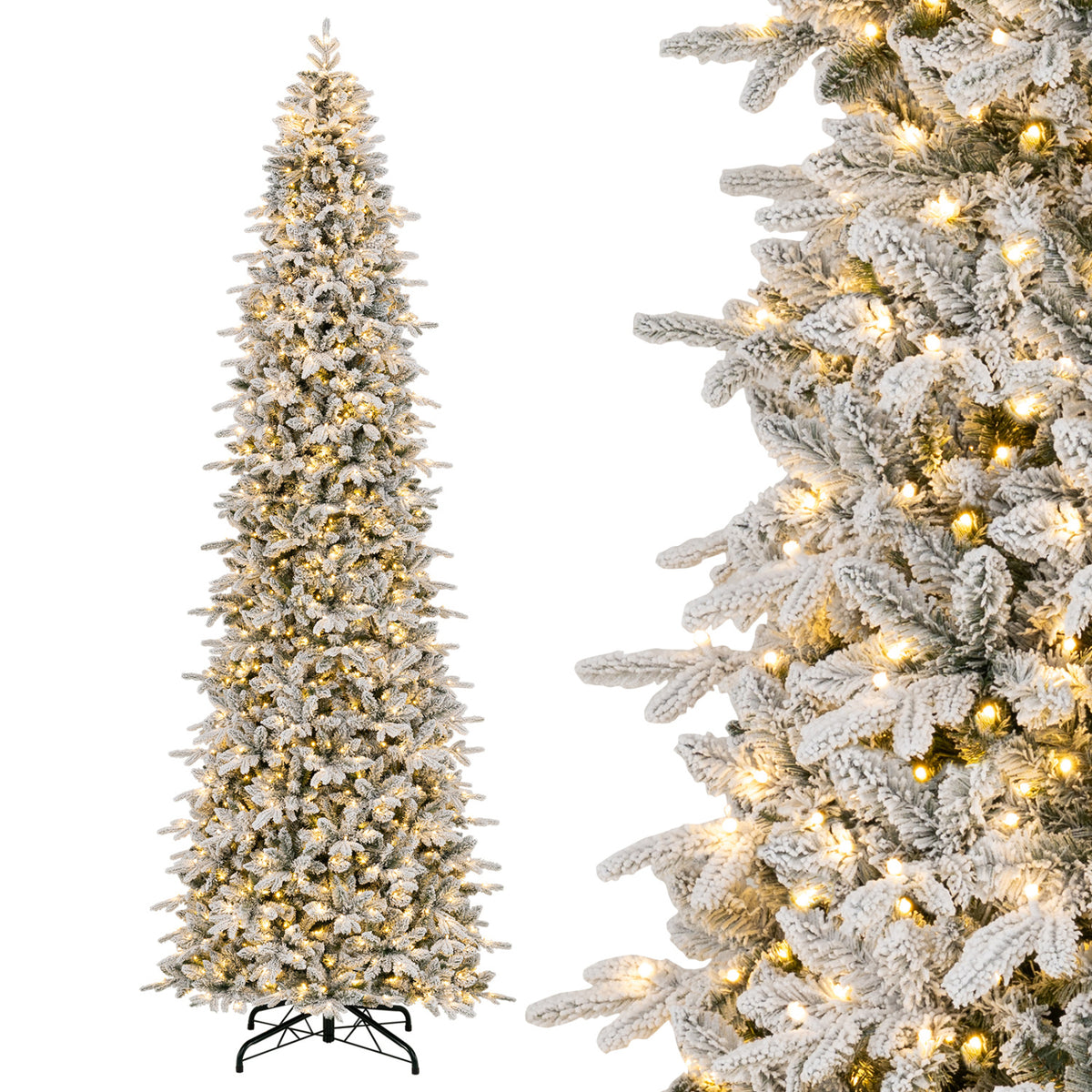 Hinged Artificial Spruce Xmas Tree with 3235/3882 Branch Tips and 1020 Warm White LED Lights