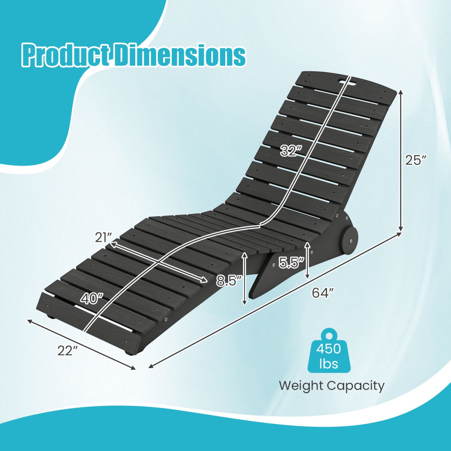 In-Pool Lounge Chair with Weighted Anti-Floating Design 450 LBS for Baja Shelf-Brown