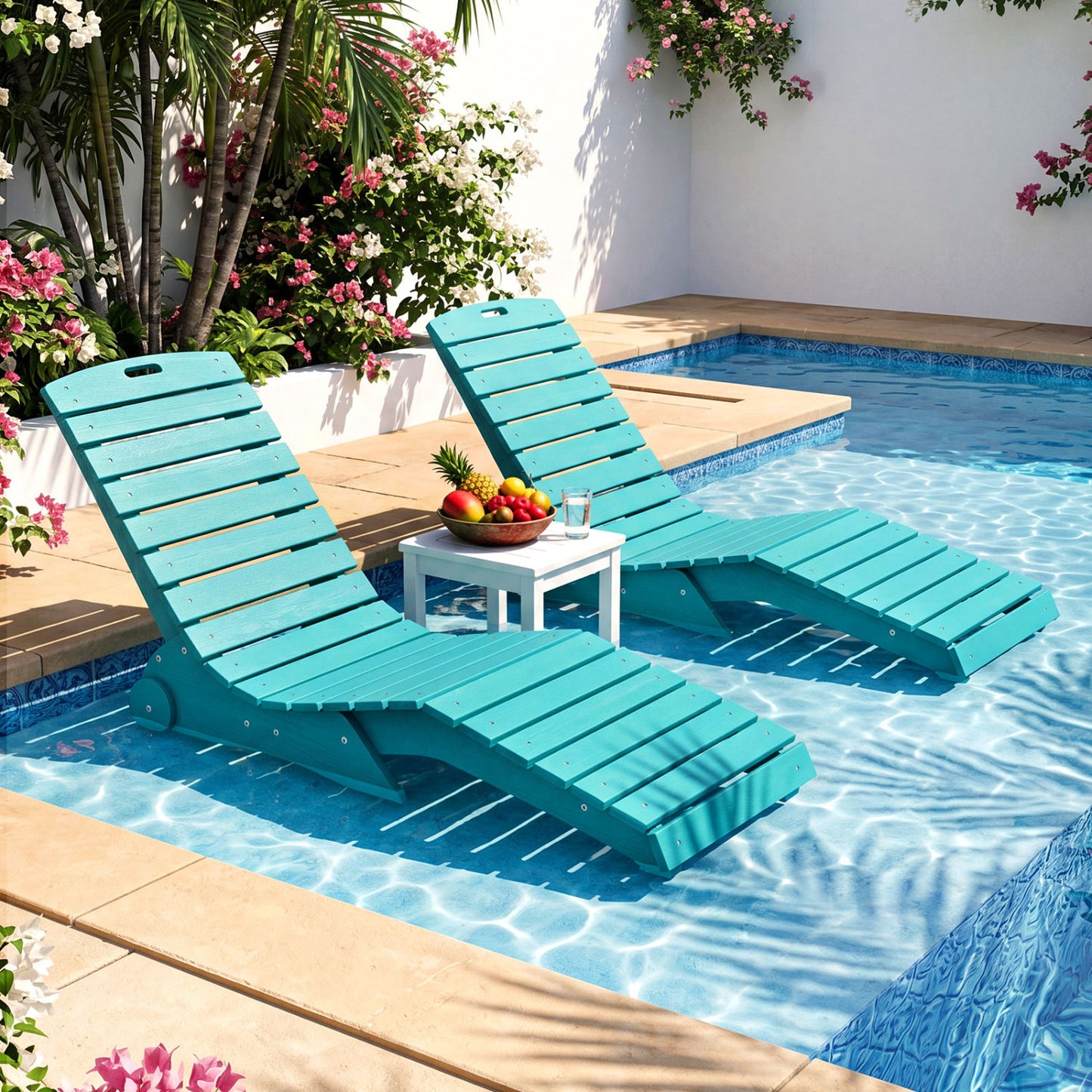 In-Pool Lounge Chair with Weighted Anti-Floating Design 450 LBS for Baja Shelf-Brown