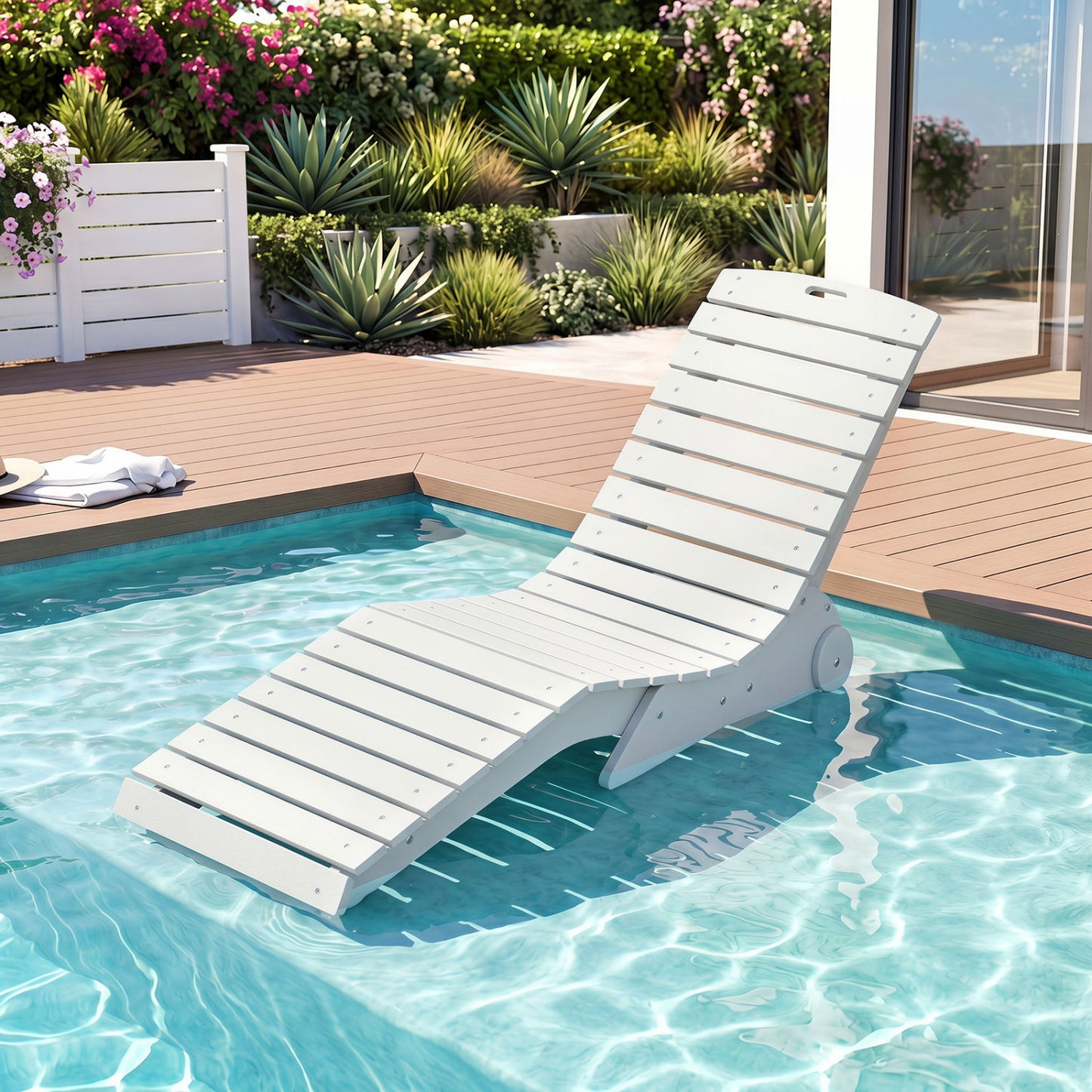 In-Pool Lounge Chair with Weighted Anti-Floating Design 450 LBS for Baja Shelf-Brown