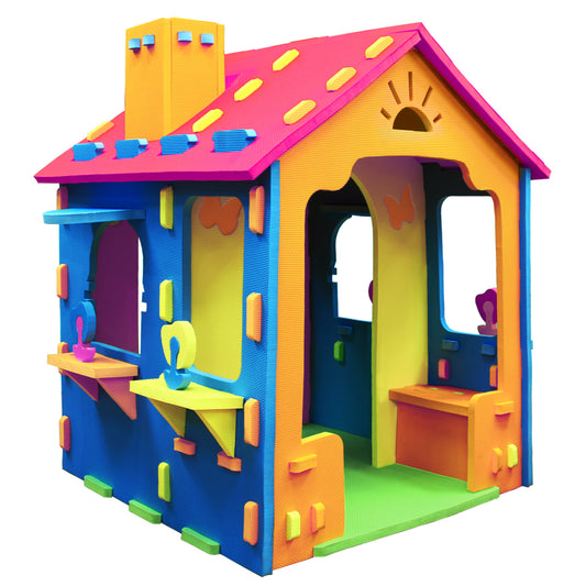 Indoor Cottage Playset with Roof and Chimney for Creative Play-CS