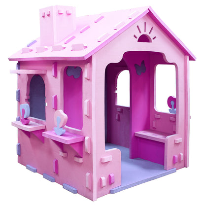 Indoor Cottage Playset with Roof and Chimney for Creative Play-CS