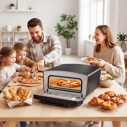 Indoor Electric Pizza Oven for 12" Pizzas with 8 Presets-Black