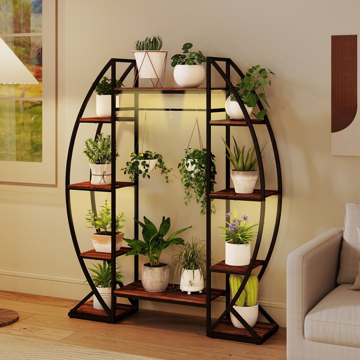 Indoor Plant Stand 63" Tall 10-Tier Corner Metal Plant Shelf Large Flowerpot Holder-Brown