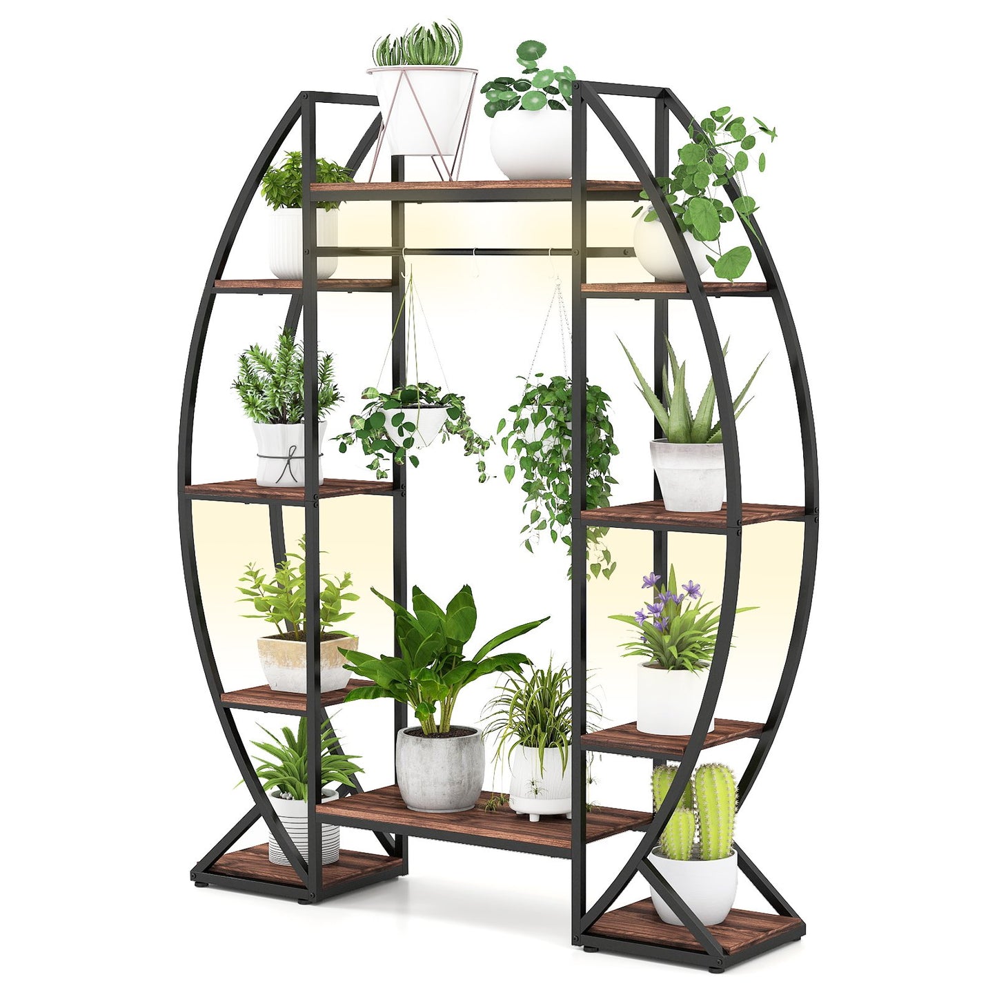 Indoor Plant Stand 63" Tall 10-Tier Corner Metal Plant Shelf Large Flowerpot Holder-Brown