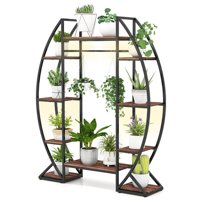 Indoor Plant Stand 63" Tall 10-Tier Corner Metal Plant Shelf Large Flowerpot Holder-Brown
