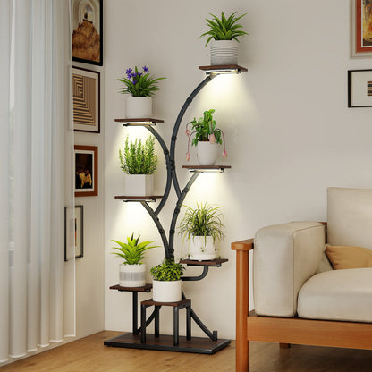 Indoor Plant Stand with Grow Lights 58" Tall 8-Tier Corner Metal Plant Shelf-Set of 1