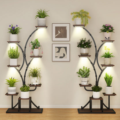 Indoor Plant Stand with Grow Lights 58" Tall 8-Tier Corner Metal Plant Shelf-Set of 1