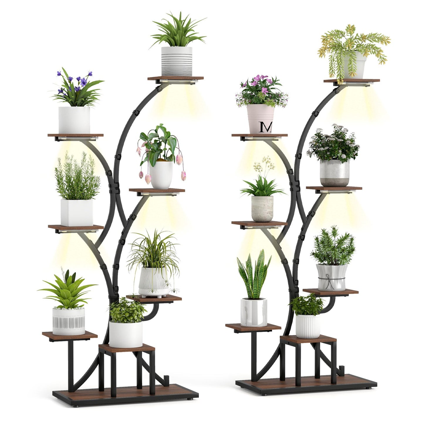 Indoor Plant Stand with Grow Lights 58" Tall 8-Tier Corner Metal Plant Shelf-Set of 1