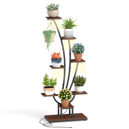 Indoor Plant Stand with Grow Lights Tall 8-Tier Corner Metal Plant Shelf-Set of 2