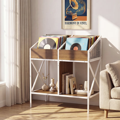 Industrial Magazine Books Record Holder with Metal Frame and Anti-tip Kits-Natrual