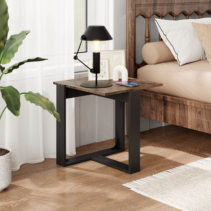 Industrial Sofa End Table with Metal Frame-1