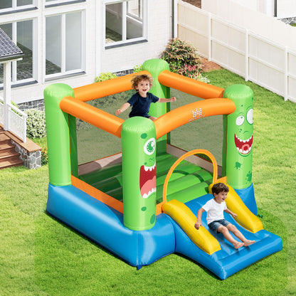 Inflatable Bounce House Monster Themed Bouncy Castle with Large Jumping Area and Slide 550W Blower Included