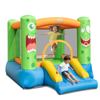 Inflatable Bounce House Monster Themed Bouncy Castle with Large Jumping Area and Slide 550W Blower Included