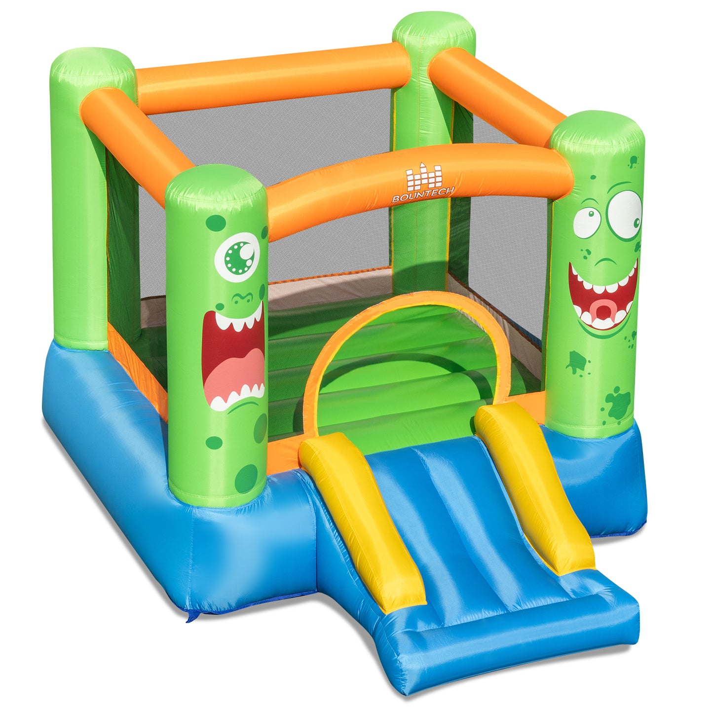 Inflatable Bounce House Monster Themed Bouncy Castle with Large Jumping Area and Slide 550W Blower Included